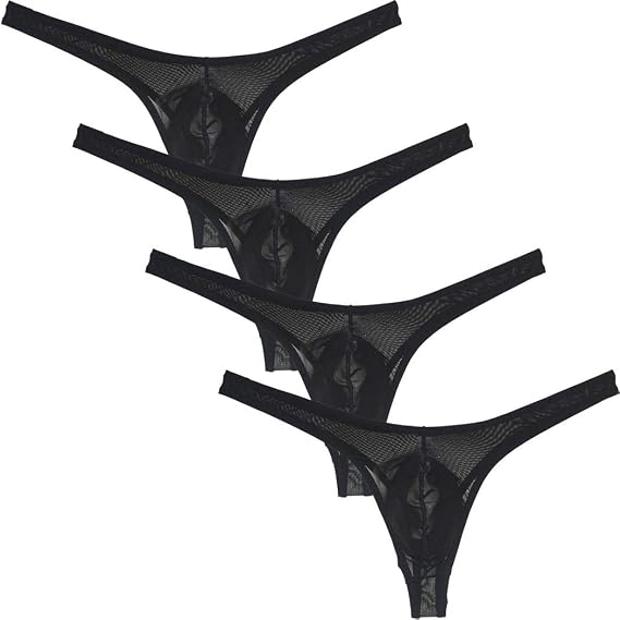 Men's Bulge Pouch Thong Underwear Sheer Mesh T-back Tempting G-string