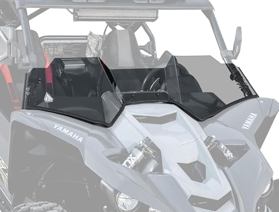 SuperATV Scratch Resistant Half Windshield for Yamaha YXZ 2016+, YXZ SE, SS, SS/SE 2017+, XR Optic Hard Coating, 1/4 Polycarbonate 250x Stronger than Glass, USA Made, Tinted