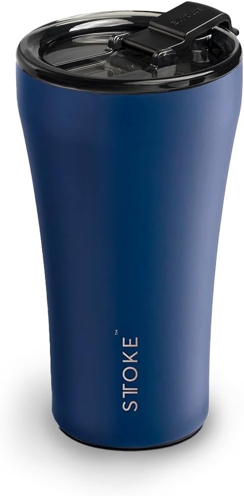 Sttoke Leakproof Ceramic Reusable Coffee Cup 12 oz - Magnetic Blue, 6.14 inch Height