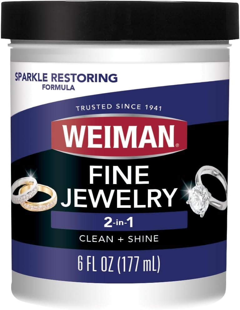 Weiman Jewelry Cleaner Liquid – Restores Shine and Brilliance to Gold, Diamond, Platinum Jewelry & Precious Stones – 7 fl. oz.