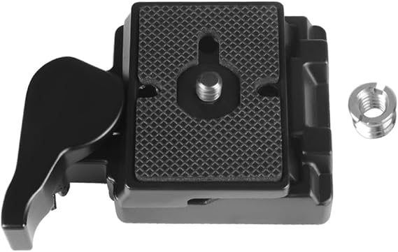 Quick Release Plate Adapter - Metal QR Plate with 1/4" & 3/8" Screws - Compatible with Manfrotto Tripods (Model 323 RC2)