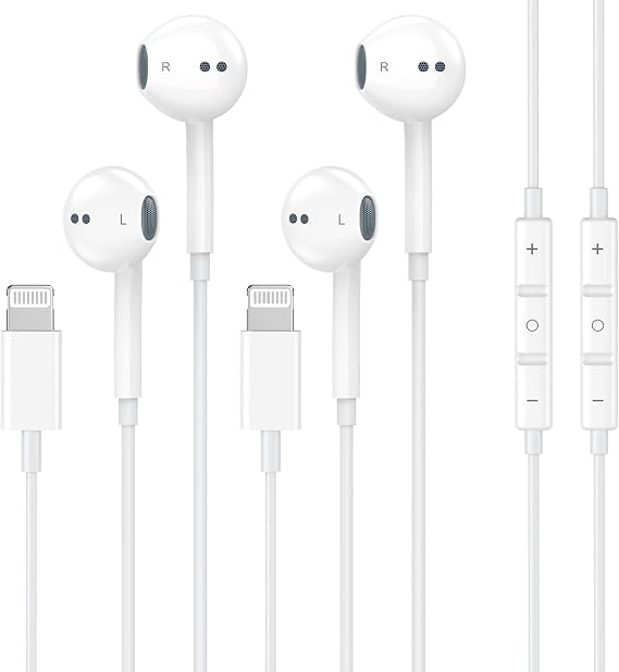 2 Pack Wired Headphones for iPhone Earbuds with Built-in Microphone & Volume Control Nosie Reduction Earphones Headsets Compatible with iPhone 14 13 12 11 Pro Max XS XR X 8 7, Support All iOS System