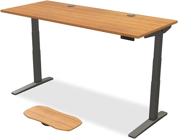 UPLIFT DESK Bamboo (72 x 30 inch) Standing Desk 2-Leg V3 Adjustable Stand Up C-Frame (Indus.), Advanced Keypad, Wire Grommets, Wire Tray, Rocker Board