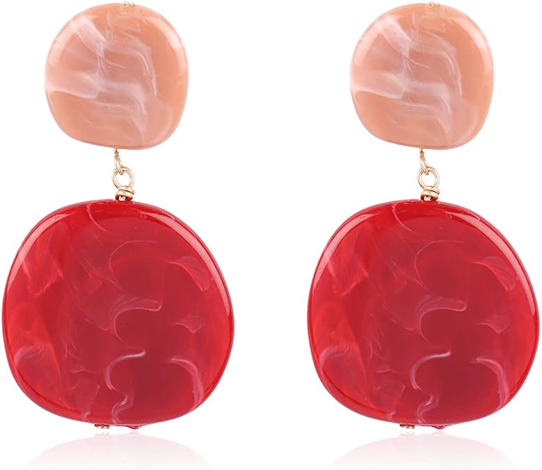 Faceted Jewel Geometric Drop Earrings - Sparkly Acrylic Crystal Statement Dangles Opalescent Oval, Hexagon, Leopard Clover, Leaf Teardrop