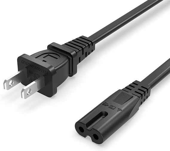 Superer 8Ft Figure 8 Power Cord (C7) ETL Certified Universal 2 Prong AC Replacement Cable for TV, Laptop, Game Console, Printer & More Safe & Compatible with Most Electronics