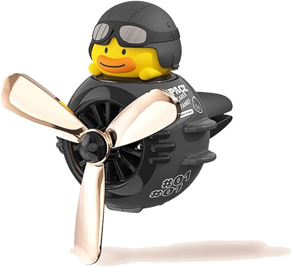 Duck Pilot Retro Airplane Car Air Freshener, Car Vent Clip-on with 2 Fragrance Tablets, Rotating Propeller, Duck02 Color