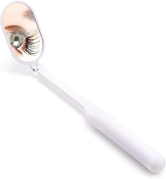Lash Mirror for Eyelash Extensions, 2inch Foldable Eyelash Mirror for Easy Storage, Light-Weight Adjustable Makeup Mirror for Lash Tech Supplies, White