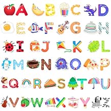 JoyCat Fridge Magnets for Toddlers 26 Cute Objects & Uppercase Letters, Large Refrigerator ABC Alphabet Magnets Set for Kids, Preschool Learning Spelling Alphabet Gift Toy for Ages 2+