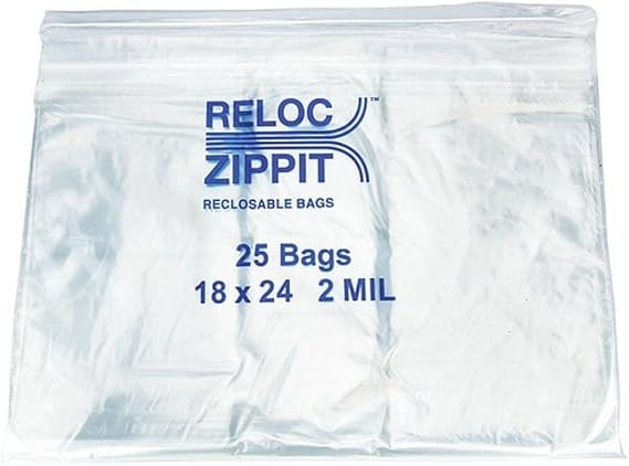 Zippit Resealable Bags, 2 mil, 18 x 24, Clear, 25 Bags/Pack, 10 Packs/Carton