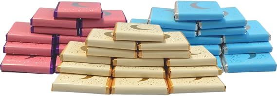 Peacock Supplies Milk Chocolate Squares Bundle - 90 Pack | Elegant Moon Design | Table Settings or Party Favours | Suitable for Vegetarians | Elevate Your Celebration | For Kids or Adults