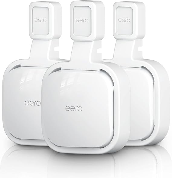 Wall Mount Holder for eero Pro 6e/6 Mesh Wi-Fi System, Outlet Wall Mount Stand Bracket for eero Pro 6e tri-Band Mesh, Wire Organizer (White(3Pack))