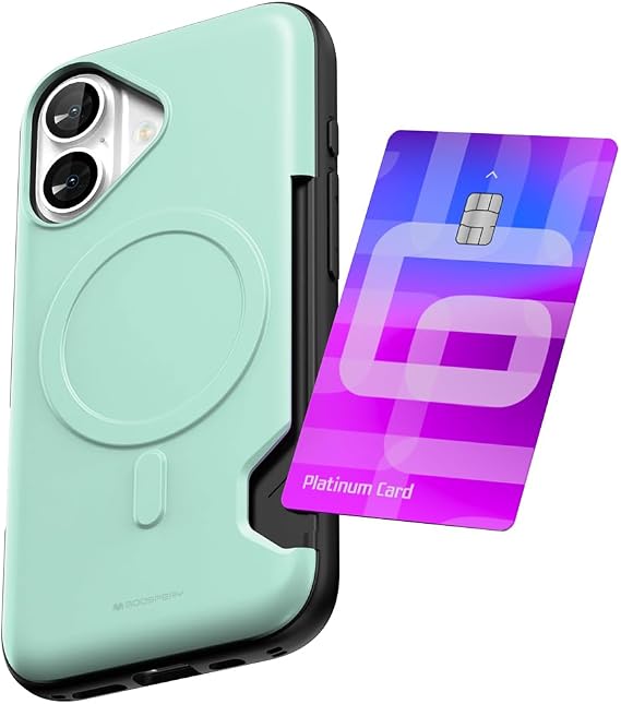 GOOSPERY for iPhone 16 Wallet Case [MagSafe Compatible] Card Holder Case, Mag Bumper, Durable Dual Layer Protective Cover - Green