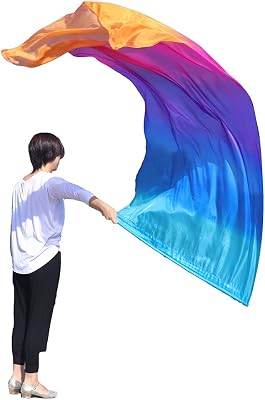 Winged Sirenny 70 Silk Worship Flags with Flex Rods, Handpainted Feather Light Fluid Translucent Silk Bannerturquoise-blue-purple-pink-orange