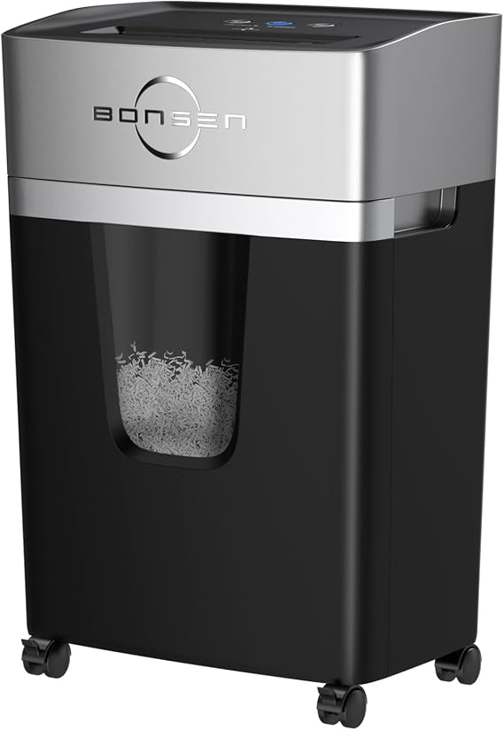 BONSEN 12-Sheet Cross Cut Paper Shredder for Home Office Use
