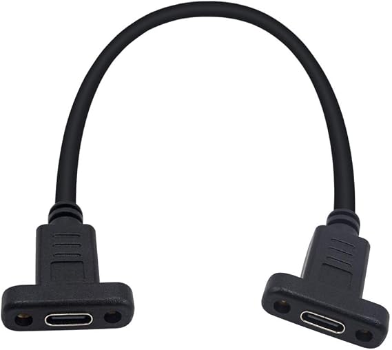 Poyiccot USB C Female to Female Extension Cable 1feet/30cm, USB 3.1 Type C Extender Adapter Cable with Panel Mount Screw Hole for Charging & Sync (USB C F/F)