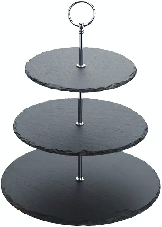 Artesa Three Tier Slate Cake Stand Serving Set, Cake Standing Set, 28.5x34.5cm, Gift Boxed