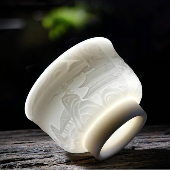 Large White Porcelain Sheep Fat Jade Porcelain Cup Ceramic Tea Cup,E