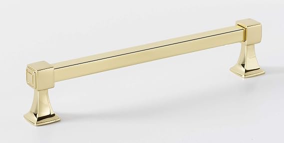 Alno A985-6 Cube 6 Inch Center to Center Handle Cabinet Pull, Unlacquered Brass