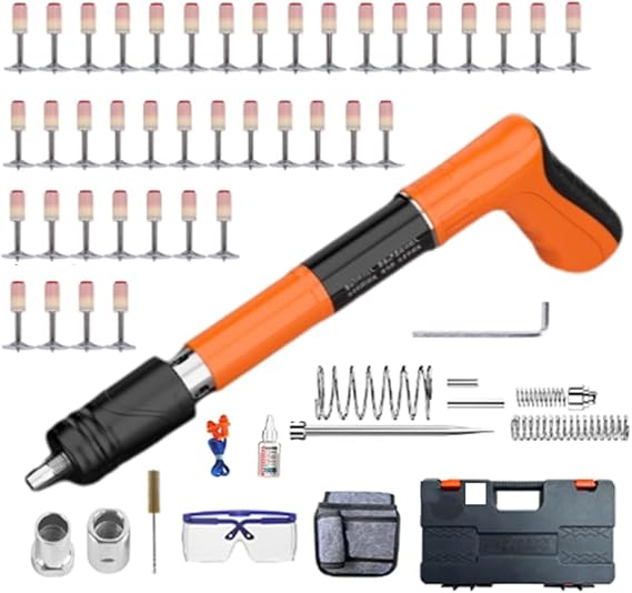 Concrete Nail Gun Kit 5 Speed Adjustable Manual Steel Nail Gun Wall Fastening Power Tool Portable Nail Shooting Machine Wall Anchor Wire Slotting
