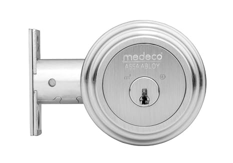 Medeco 11R503-19-1 Maxum Deadbolt, Single Cylinder, Satin Nickel Finish, 2-3/8" Backset, 1" Faceplate