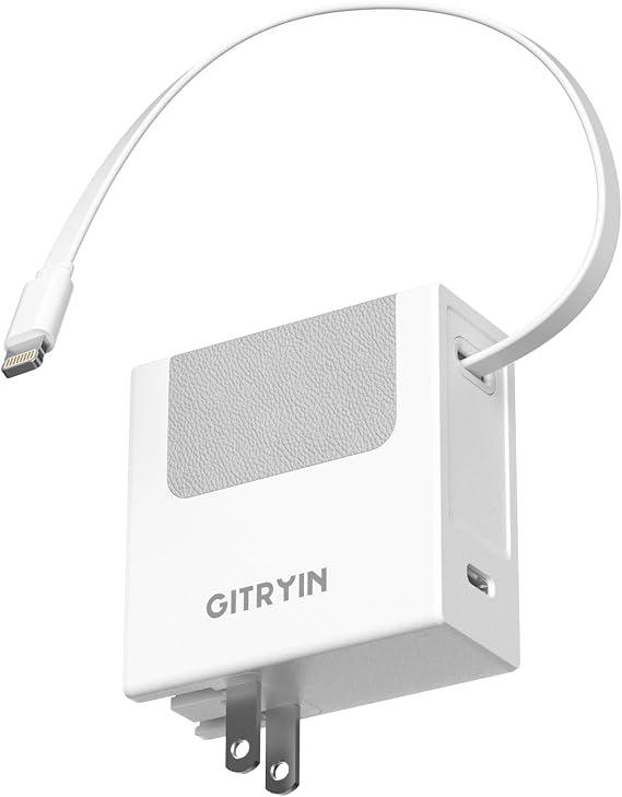 Gitryin 40W PD Retractable USB Wall Charger, 33.5in Lightning Cable, 1 UsbC