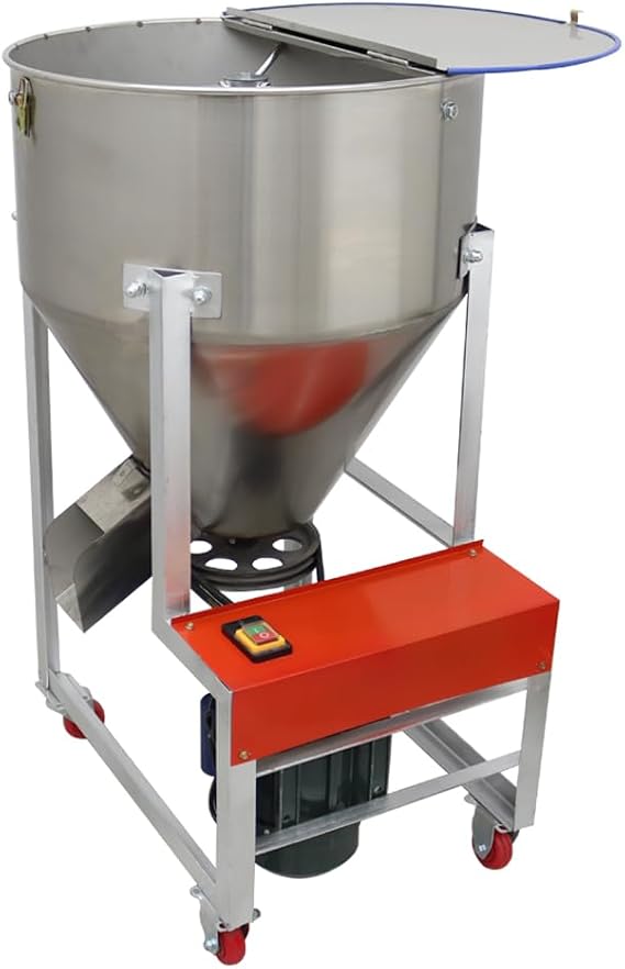 110V Feed Mixer Granular Plastic Mixer 165LBS Feed Blender Feed Mixing Machine Stainless Steel Mixer for Plastic Particles, Grains, Seeds, 3KW