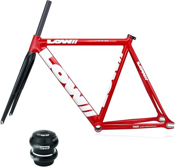 700C Fixed Gear Bike Frameset 53/55/57cm C Brake 100/120mm Quick Release Bike Frame Aluminum Alloy Racing Track Bike Frame with Carbon Fiber Fork