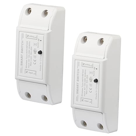 2PCS WiFi RF Bluetooth Smart Switch, Wireless Light Switch Relay Switch, Universal DIY Module for Smart Home Automation, Works with Alexa Google Home IFTTT eWelink, No Hub Required, 16 A(Support 10A)