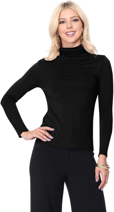 FashionJOA Women's Solid Color Turtleneck Sweater Basic Versatile Wardrobe Essential