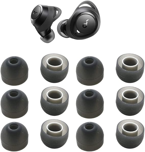 Replacement 6 Pair Medium Size Eartips for Soundcore by Anker Life A1 True Wireless Earbuds