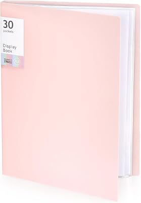 Tamaki Binder with Plastic Sleeves, Portfolio Folder with Clear Sheet Protectors, Display 60 Pages Book, Presentation Book for Artwork, Document Organizer, 1 Pack Pink