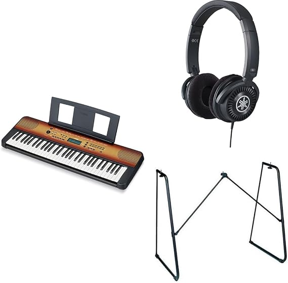Yamaha Digital Keyboard PSR-E360MA, Maple - Entry-level digital keyboard bundled with HPH-150 Headphones, L-2C Keyboard Stand