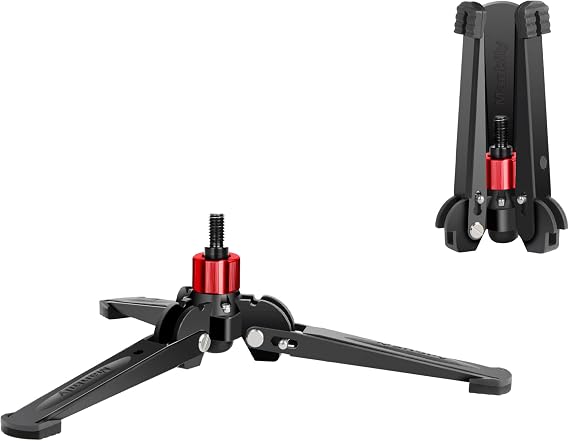 Manbily Mini Desktop Tripod Base (M-2) for Monopods 3/8 Inch Screw with Three Feet Stand Support Travel for Ball Head Fluid Head DSLR Camera Camcorder Tilt 20° & 360° Rotation
