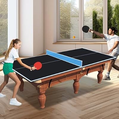 8ft Green Mid-Size Ping Pong Conversion Top Foldable & Portable Tennis Table Top for Indoor Games