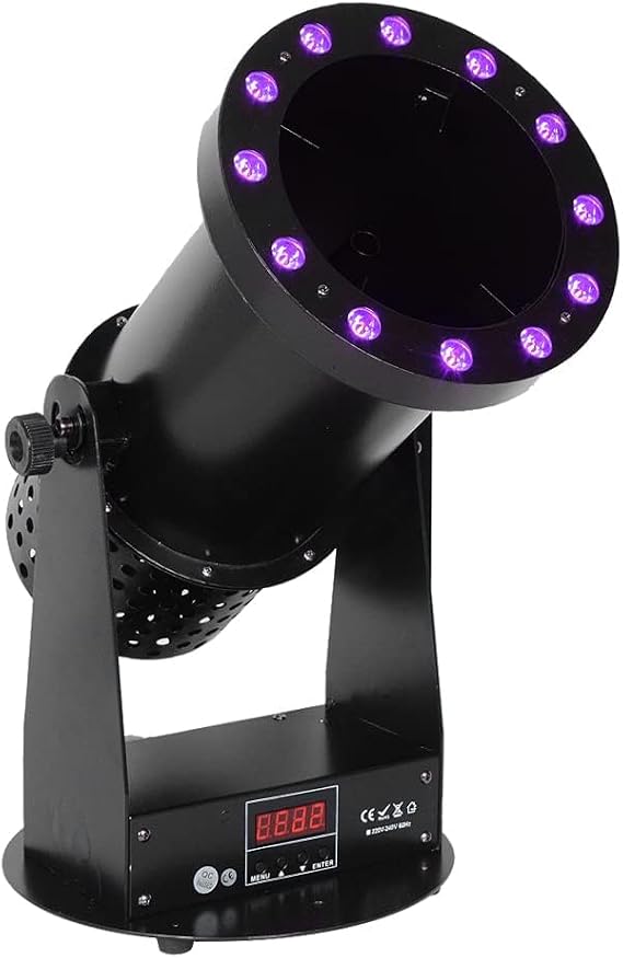 Professional LED Confetti Cannon Launcher - 12x3W RGB, 1500W Blower, DMX/Remote Control for Wedding, Stage, Club & Party Effects