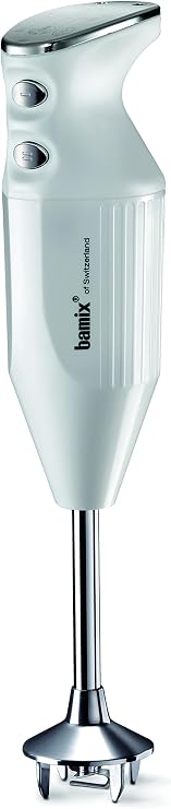 Bamix M150 DeLuxe Immersion Hand Blender Light Grey 3 Stainless Steel Interchangeable Blades 50W 120V 60Hz with US-plug Includes 3 Blades, Dry Grinder, Table Stand, and Recipe Booklet