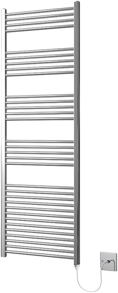 Chrome Electric Heated Towel Rail Straight 600mm W x 1800mm H