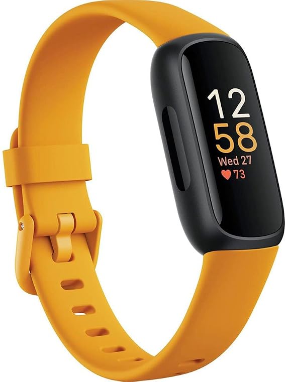 Fitbit Inspire 3 Fitness Tracker Advanced Health Insights with Stress Management, Workout Intensity & Sleep Tracking, 24/7 Heart Rate, Includes Small and Large Classic Bands (Morning Glow/Black)