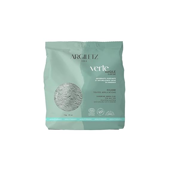 Argiletz Green Clay Surfine 2.2Lb/1Kg. 100% sourced and Produced in France.