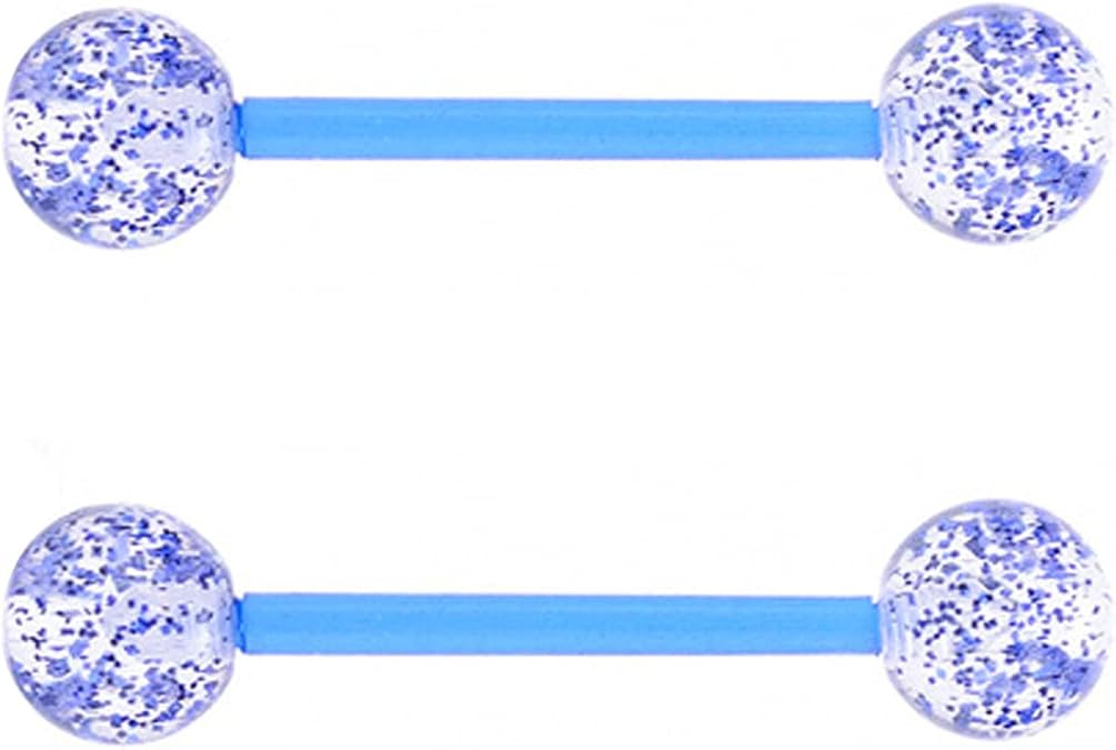 14G Flexible Acrylic Nipple Rings Colorful Bioplast Straight Barbell Bars Tongue Ring 16mm(1.6Inch) Body Piercing Jewelry