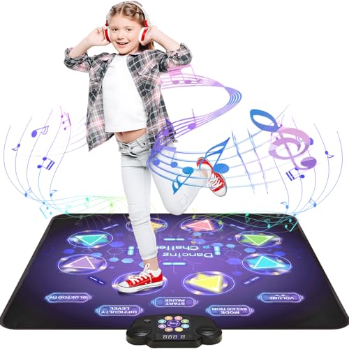 Gleamkid Dance Mat Toys for Kids: LED Light-Up 8-Button Dance Pad with Adjustable Volume, Rechargeable, Bluetooth Function, Built-in Music, 8 Modes & 3 Difficulty Levels, Xmas Gifts for Kids Ages 3-12
