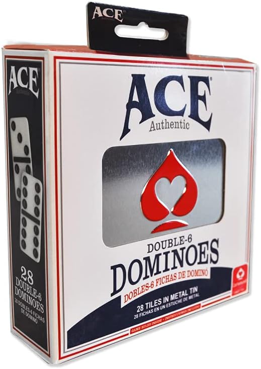 ACE Double Six Dominoes in Tin Case , White