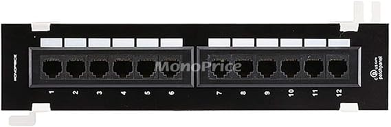 Monoprice 12-Port Vertical Cat6 Mini Patch Panel (110 Type) (568A/B)