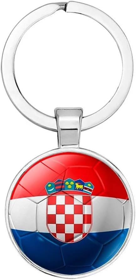 Art Attack Croatian Flag Soccer Keychain, Croatia Blazers Vatreni Checkered Ones Kockasti National Football Team Accessories History Party Favor Fan Car Key Chain Ring Pendant Charm (Silver)
