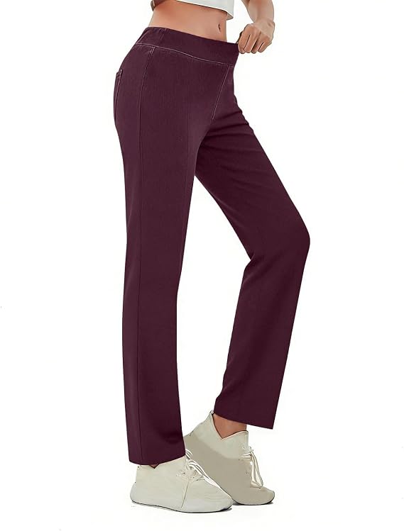Women Pull On Jeans Straight Bottoms High Waist Gym Workout Denim Leggings Stretch Casual Wide Leg Yoga Jean Pants