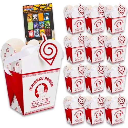 Naruto Treat Boxes Set for Celebrations - Bundle with 12 Party Favor Boxes and 12 Mini Posters for Birthdays, Prizes, Plus Stickers, More | Naruto Party Favors for Boys, Girls
