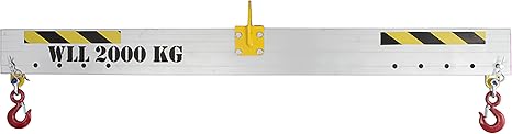 3500kg Adjustable Lightweight Aluminium Lifting Spreader Beam 2mtr with Latch Hooks & Shackles