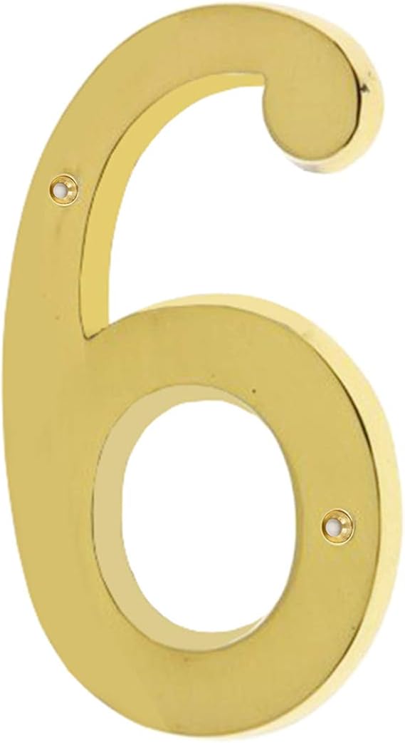 4 Inch Premium Bright Solid Brass Door House Numbers and Street Address Plaques Numbers for Residence and Mailbox Signs.