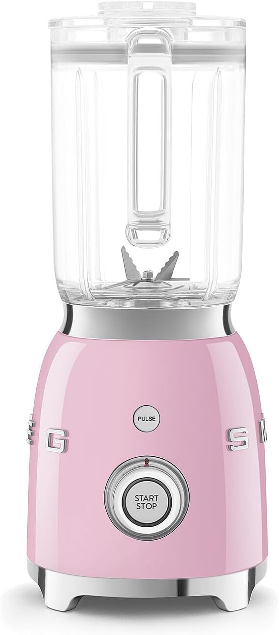 SMEG BLF03 Retro Style Blender 600W Countertop Blender with 48 oz BPA-Free Jug, 3 Speeds + Pulse, Ice Crush & Smoothie Functions 50s-Inspired Design-Pink