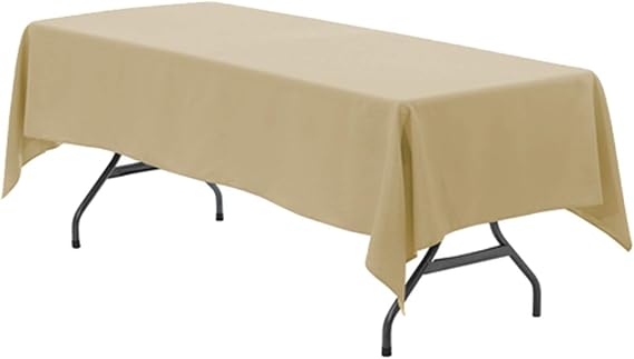 YOUR CHAIR COVERS - 60" W x 126" L Rectangular Premium Seamless Polyester Tablecloth. Table Cloth for Wedding, Home, Party, Restaurant, Hotel for Standard 8 FT Tables - Champagne